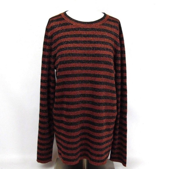 New Who What Wear Black Red Long Sleeve Sweater